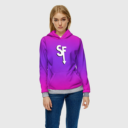 Женская толстовка Sally Face neon gradient / 3D-Меланж – фото 3