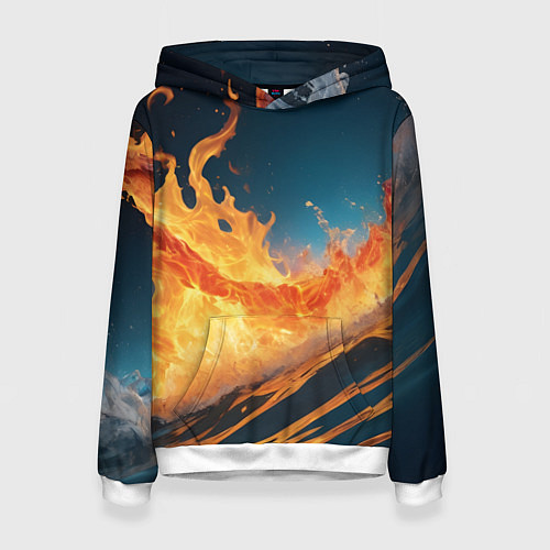 Женская толстовка Огонь и вода стихия / 3D-Белый – фото 1