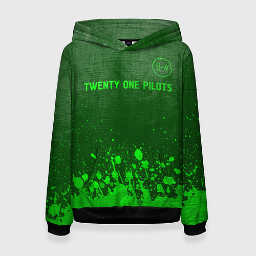 Женская толстовка Twenty One Pilots - green gradient посередине / 3D-Черный – фото 1