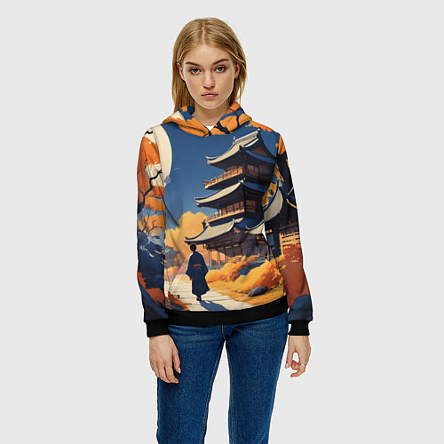 Женская толстовка Азия ночь луна / 3D-Черный – фото 3