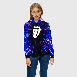 Толстовка-худи женская Rolling Stones neon energy, цвет: 3D-черный — фото 2