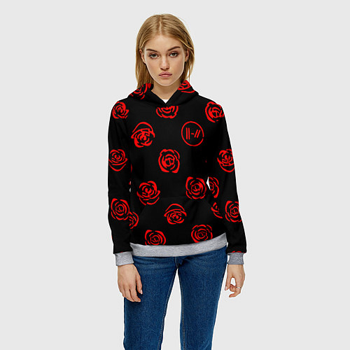 Женская толстовка Twenty one pilots rose pattern / 3D-Меланж – фото 3