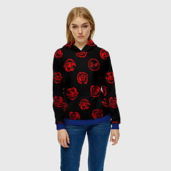 Толстовка-худи женская Twenty one pilots rose pattern, цвет: 3D-синий — фото 2