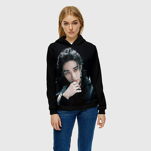 Женская толстовка Stray Kids Hyunjin Giant concept / 3D-Черный – фото 3