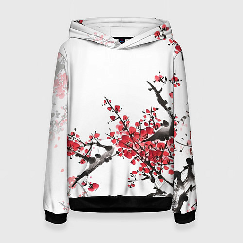 Женская толстовка Китайский стиль - слива / 3D-Черный – фото 1