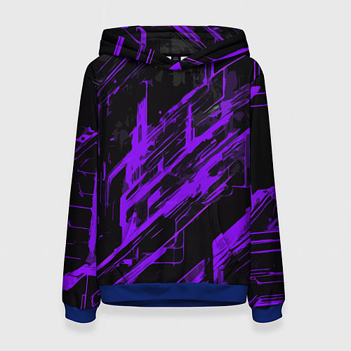 Женская толстовка Purple stripes on a black background / 3D-Синий – фото 1