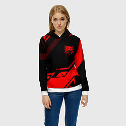 Толстовка-худи женская Ведьмак геометрия, цвет: 3D-белый — фото 2