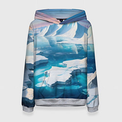Толстовка-худи женская Арктика льдины, цвет: 3D-меланж