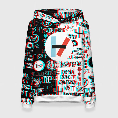 Женская толстовка Twenty one pilots glitch pattern / 3D-Белый – фото 1