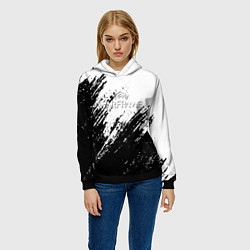 Толстовка-худи женская Warframe штриховка красок, цвет: 3D-черный — фото 2