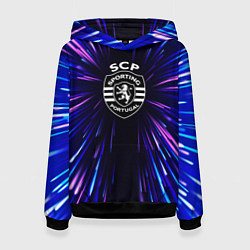 Толстовка-худи женская Sporting neon energy, цвет: 3D-черный