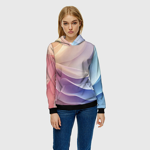 Женская толстовка Текстура с градиентом волны / 3D-Черный – фото 3