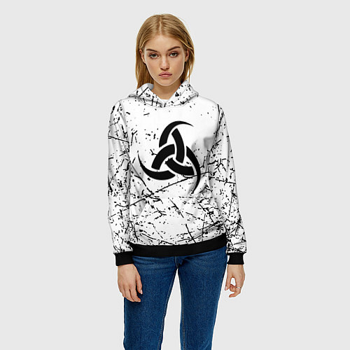 Женская толстовка Символика славянская текстура / 3D-Черный – фото 3