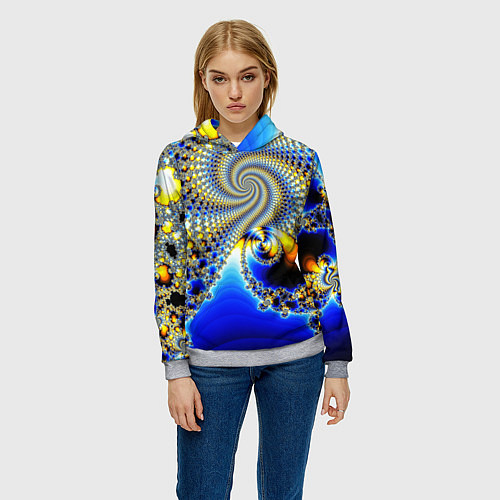 Женская толстовка Фрактальный психоделики узор / 3D-Меланж – фото 3