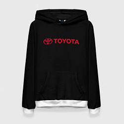 Толстовка-худи женская Toyota red logo auto, цвет: 3D-белый