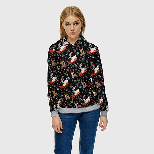 Женская толстовка Рик и Морти сани с оленем - Christmas / 3D-Меланж – фото 3