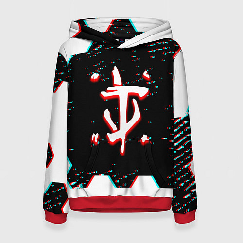 Женская толстовка Doom hexagon glitch color / 3D-Красный – фото 1