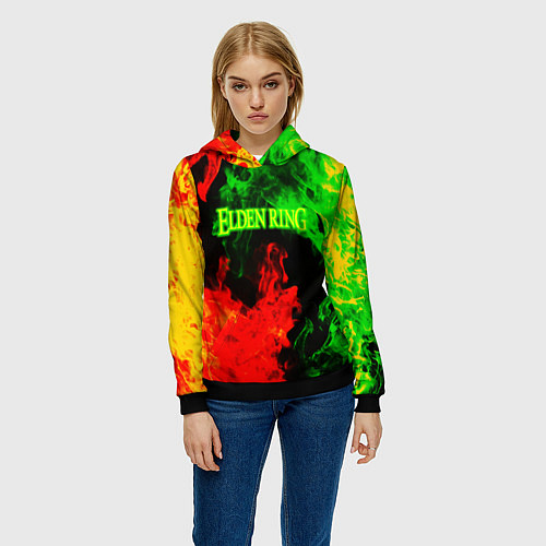 Женская толстовка Elden ring в огне рпг / 3D-Черный – фото 3