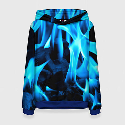 Женская толстовка Синий огонь текстура / 3D-Синий – фото 1