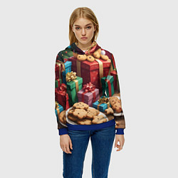 Толстовка-худи женская Рождественское печенье, цвет: 3D-синий — фото 2