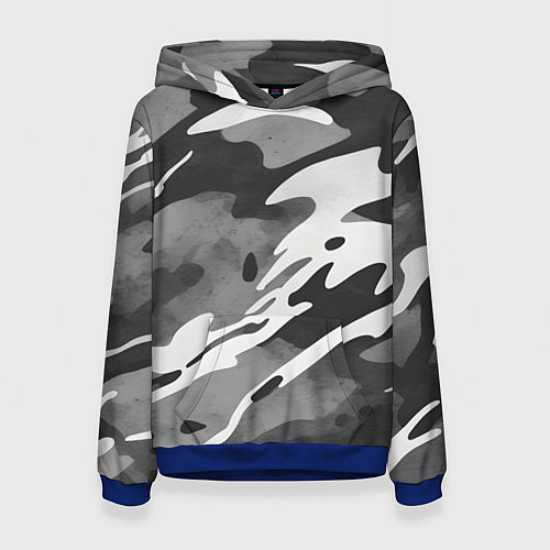 Женская толстовка Черно белый камуфляж / 3D-Синий – фото 1