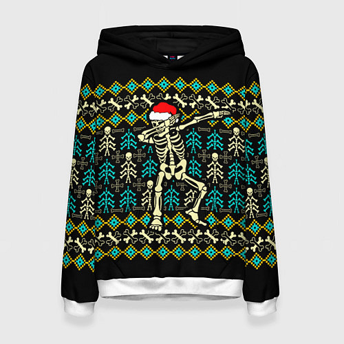 Женская толстовка Танцующий скелет на Рождество / 3D-Белый – фото 1