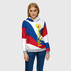 Толстовка-худи женская Флаг России, паттерн, цвет: 3D-меланж — фото 2
