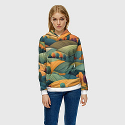 Толстовка-худи женская Луга поля, цвет: 3D-белый — фото 2