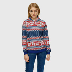 Толстовка-худи женская Knitted Pattern, цвет: 3D-синий — фото 2
