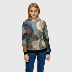 Толстовка-худи женская Флюид арт, цвет: 3D-черный — фото 2