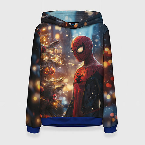 Женская толстовка Spider-man new year / 3D-Синий – фото 1