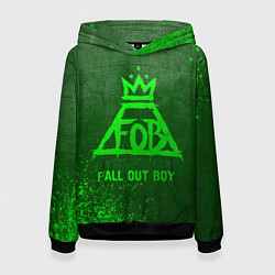 Толстовка-худи женская Fall Out Boy - green gradient, цвет: 3D-черный