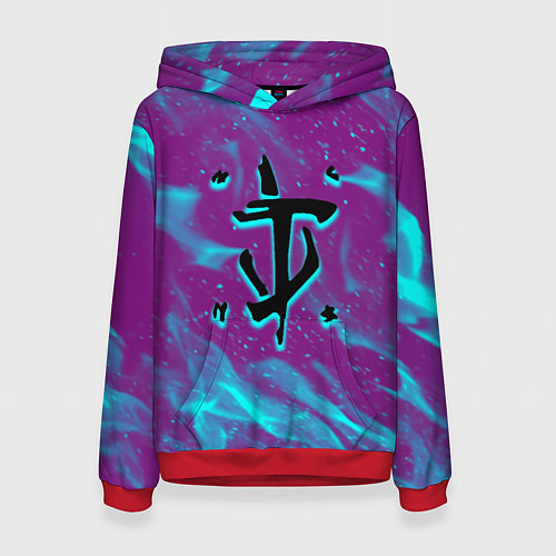 Женская толстовка Doom neon flame / 3D-Красный – фото 1