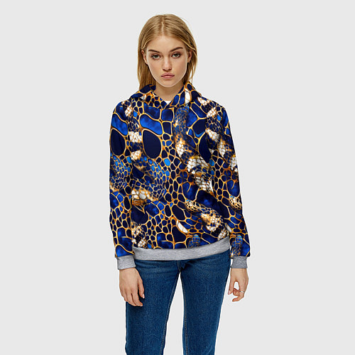 Женская толстовка Золотистая змеиная абстракция / 3D-Меланж – фото 3