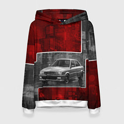 Толстовка-худи женская Автомобиль в серо-красных тонах, цвет: 3D-белый