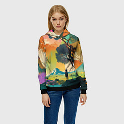 Толстовка-худи женская На природе абстракция, цвет: 3D-черный — фото 2