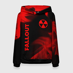 Толстовка-худи женская Fallout - red gradient вертикально, цвет: 3D-черный