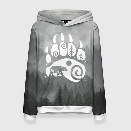 Женская толстовка След Велеса на фоне леса / 3D-Белый – фото 1
