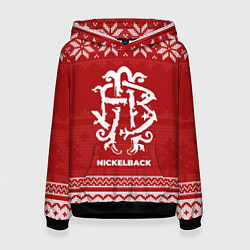 Толстовка-худи женская Новогодний Nickelback, цвет: 3D-черный