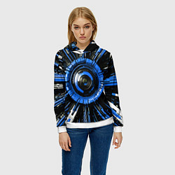 Толстовка-худи женская Чёрно-синяя сфера киберпанк, цвет: 3D-белый — фото 2