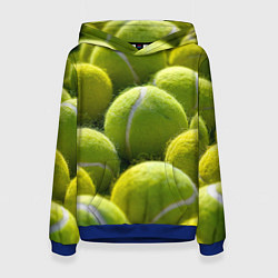 Толстовка-худи женская Теннисные мячи, цвет: 3D-синий
