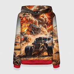 Толстовка-худи женская Mad Max - explosion cars, цвет: 3D-красный