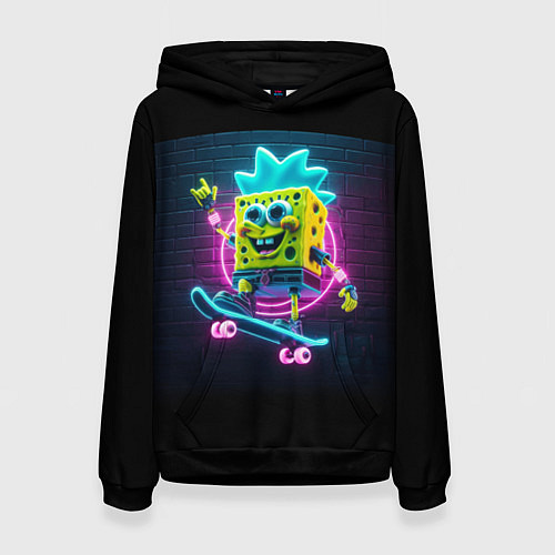 Женская толстовка Sponge Bob on a skateboard - ai art fantasy / 3D-Черный – фото 1