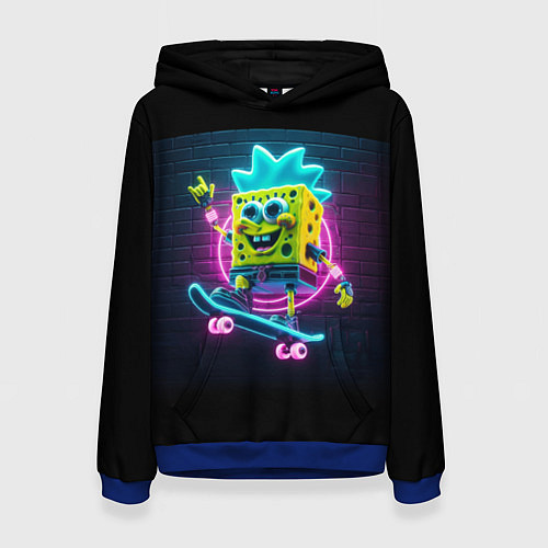 Женская толстовка Sponge Bob on a skateboard - ai art fantasy / 3D-Синий – фото 1