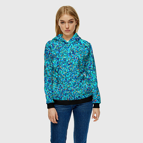 Женская толстовка Сине-голубой пуантилизм / 3D-Черный – фото 3