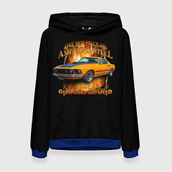 Толстовка-худи женская Форд Мустанг, цвет: 3D-синий