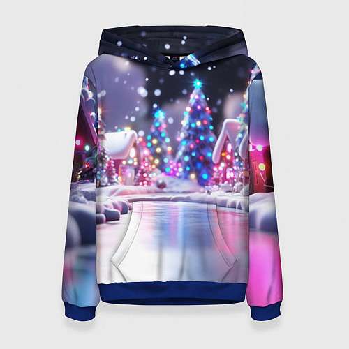 Женская толстовка Новогоднее настроение фонариков / 3D-Синий – фото 1