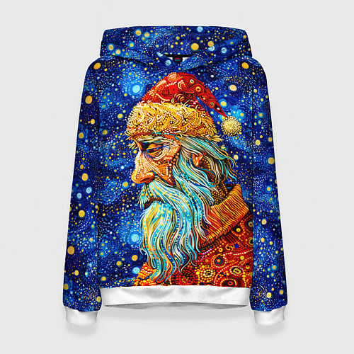 Женская толстовка Santa Claus: pop-art-brut-nouveau pointillism / 3D-Белый – фото 1