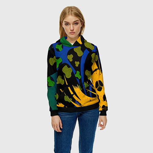 Женская толстовка Абстрактные пятна леопарда / 3D-Черный – фото 3