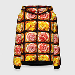 Толстовка-худи женская Бутерброды, цвет: 3D-черный